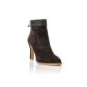 Lola Cruz Bottines en cuir velours marron foncé