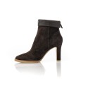 Lola Cruz Bottines en cuir velours marron foncé