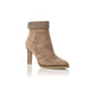 Lola Cruz Bottine en cuir velours beige