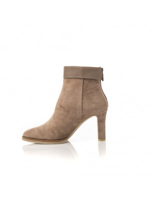 Lola Cruz Bottine en cuir velours beige