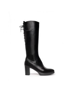 Nero Giardini bottes en cuir noir a talon bloc