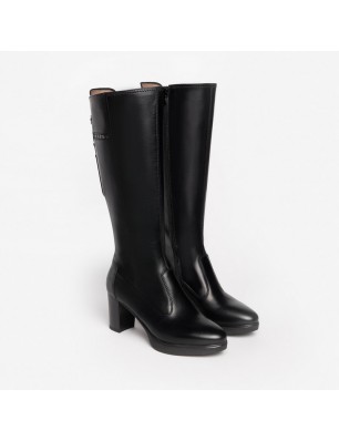 Nero Giardini bottes en cuir noir a talon bloc