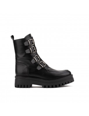 kanna boots en cuir noir avec boucles