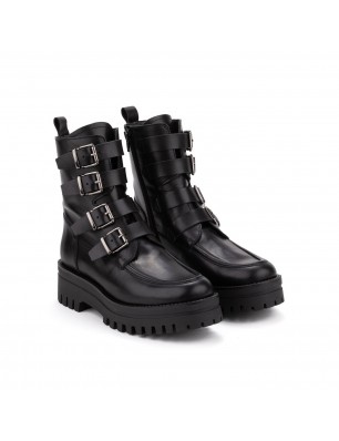 kanna boots en cuir noir avec boucles