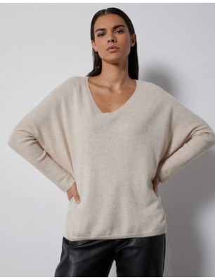 Not Shy Pull oversize en cachemire beige