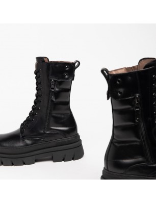Nero Giardini Boots montantes style rangers en cuir noir