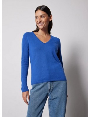 Not Shy pull en cachemire bleu majorell col V