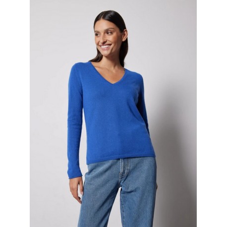 Not Shy pull en cachemire bleu majorell col V