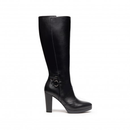 Nero Giardini bottes en cuir noir à talon