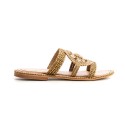 Fiorina Claquettes en raphia et cuir mordoré