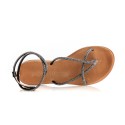 Mosaic sandales en cuir noir avec strass