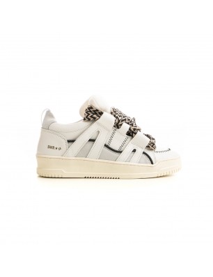 Baskets Semerdjian en cuir blanc à lacets bicolore
