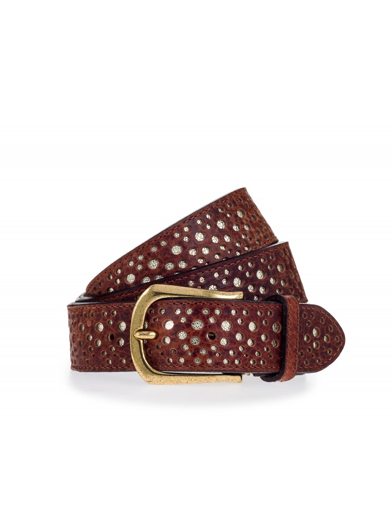 ceinture en cuir découpé camel au laser