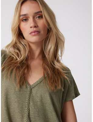T-shirt Not Shy En Lin Gris Argent - Modèle Nahima, Taille L (40), Neuf Sans étiquette