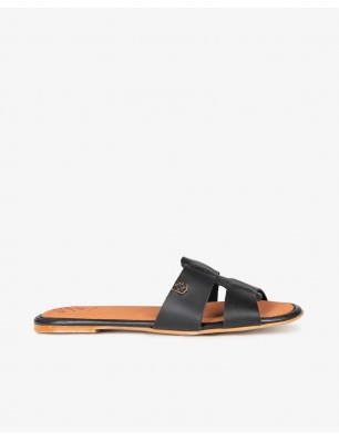 Popa mule en cuir noir