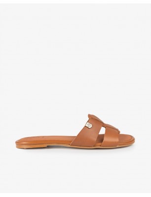Popa mules en cuir camel