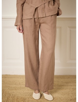 Not Shy pantalon en lin marron