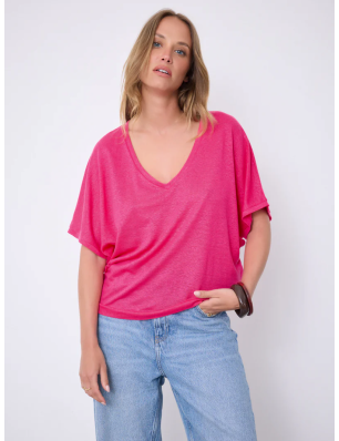 Not Shy tee shirt en lin rose