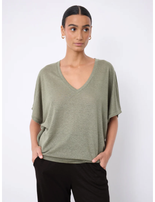 Not Shy tee shirt en lin kaki