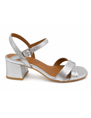 Zoi sandales en cuir argenté
