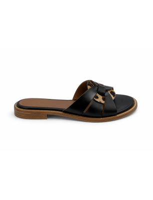 Zoi claquettes en cuir noir