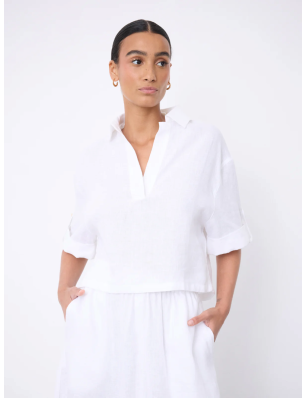 Not Shy polo en lin blanc