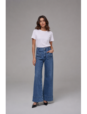 Reiko jeans flare bleu foncé