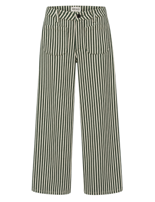 Reiko pantalon rayé kaki écru