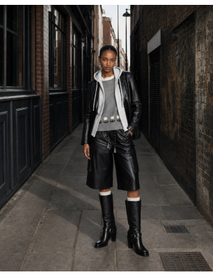 Blazer effet cuir noir avec...