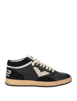 4B12 baskets en cuir noir...