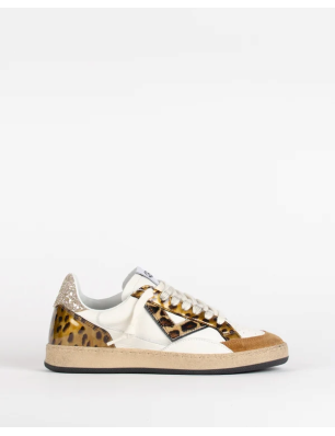 4B12 baskets en cuir blanc...