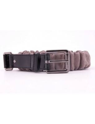 Ceinture en daim taupe et vernis noir -Tosca Blu 